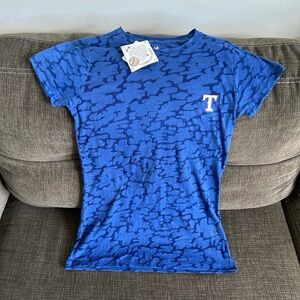 Majestic Texas Rangers MLB Baseball Blue T-Shirt Women’s Sz: Large